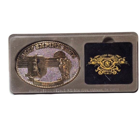 Beef Empire Days Belt Buckle 1983 Director 24k Gold Plated Garden City Kansas - Picture 3 of 16